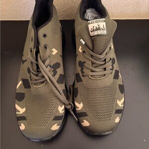 Green and Black Camouflage Sneakers